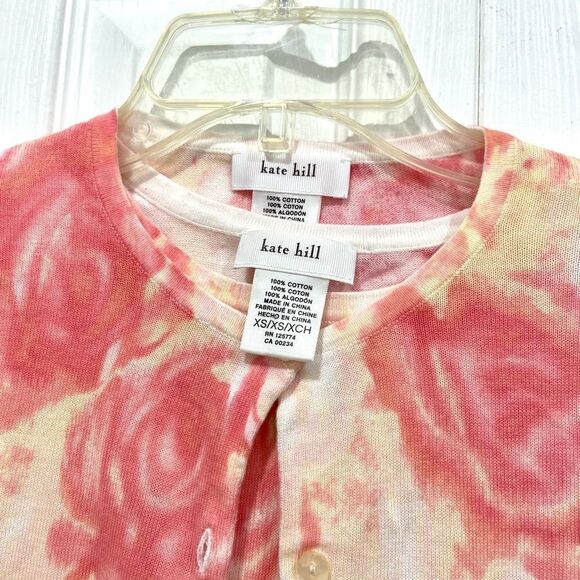 Kate Hill 2 pieces cardigan and sleeveless tie dye top set size XS 100% cotton - Picture 3 of 12